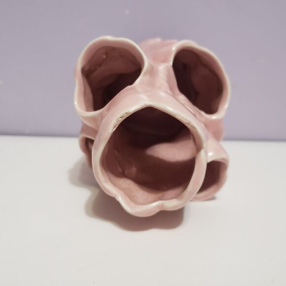 Pottery Vase Multi Opening Pink Tulip Flower Home Decor 7"×4.5" Country - Picture 9 of 12